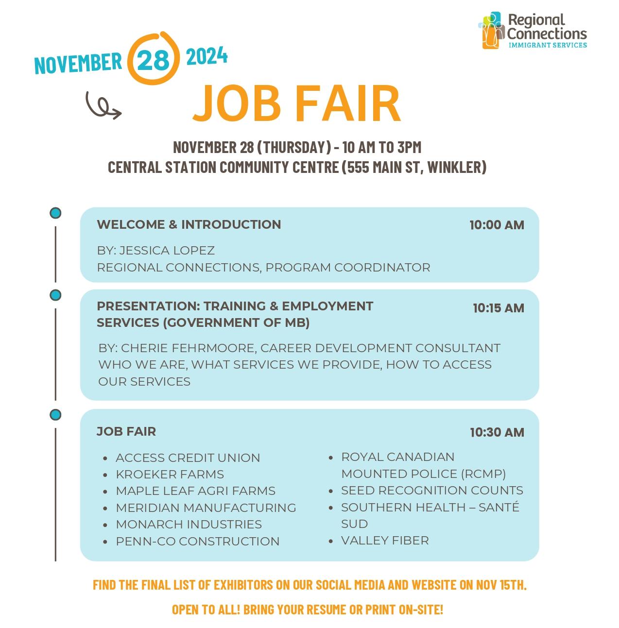 Job Fair at Central Station Community Centre (Winkler)