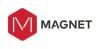 Magnet logo. Capital M inside a red hexagon